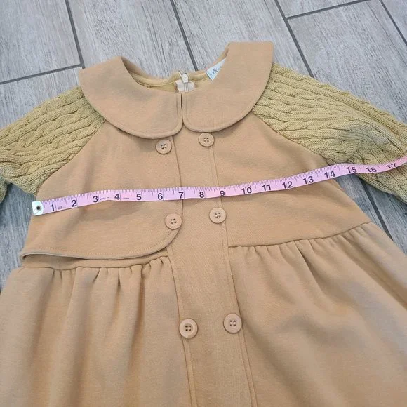 Trish Scully child boutique long sleeve heavy collared dress brown size 12 - Picture 8 of 11